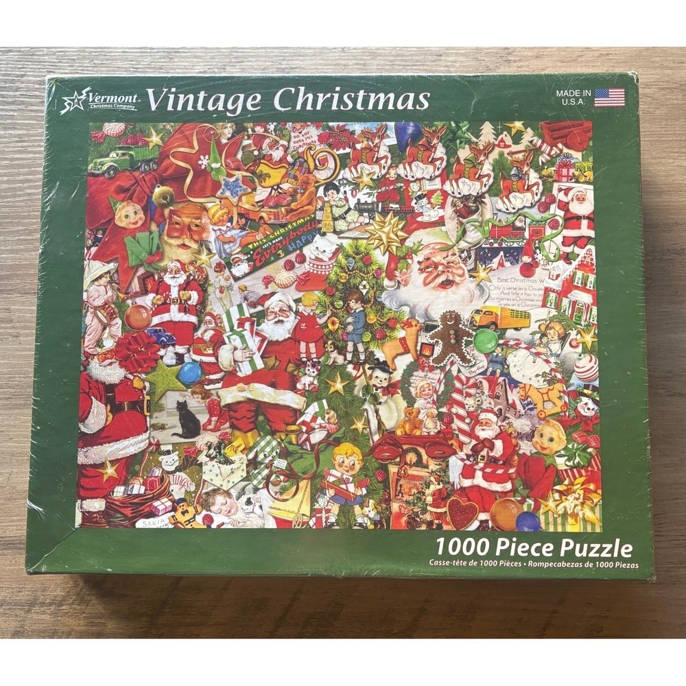 NEW Vermont Christmas Company Vintage Christmas Jigsaw Puzzle Collage VC144
